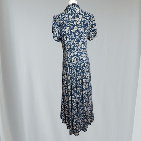 CHAPS Womens Midi Floral Dress Size S Blue Flutter Sleeve Cottagecore‎ Fairy - Picture 5 of 16